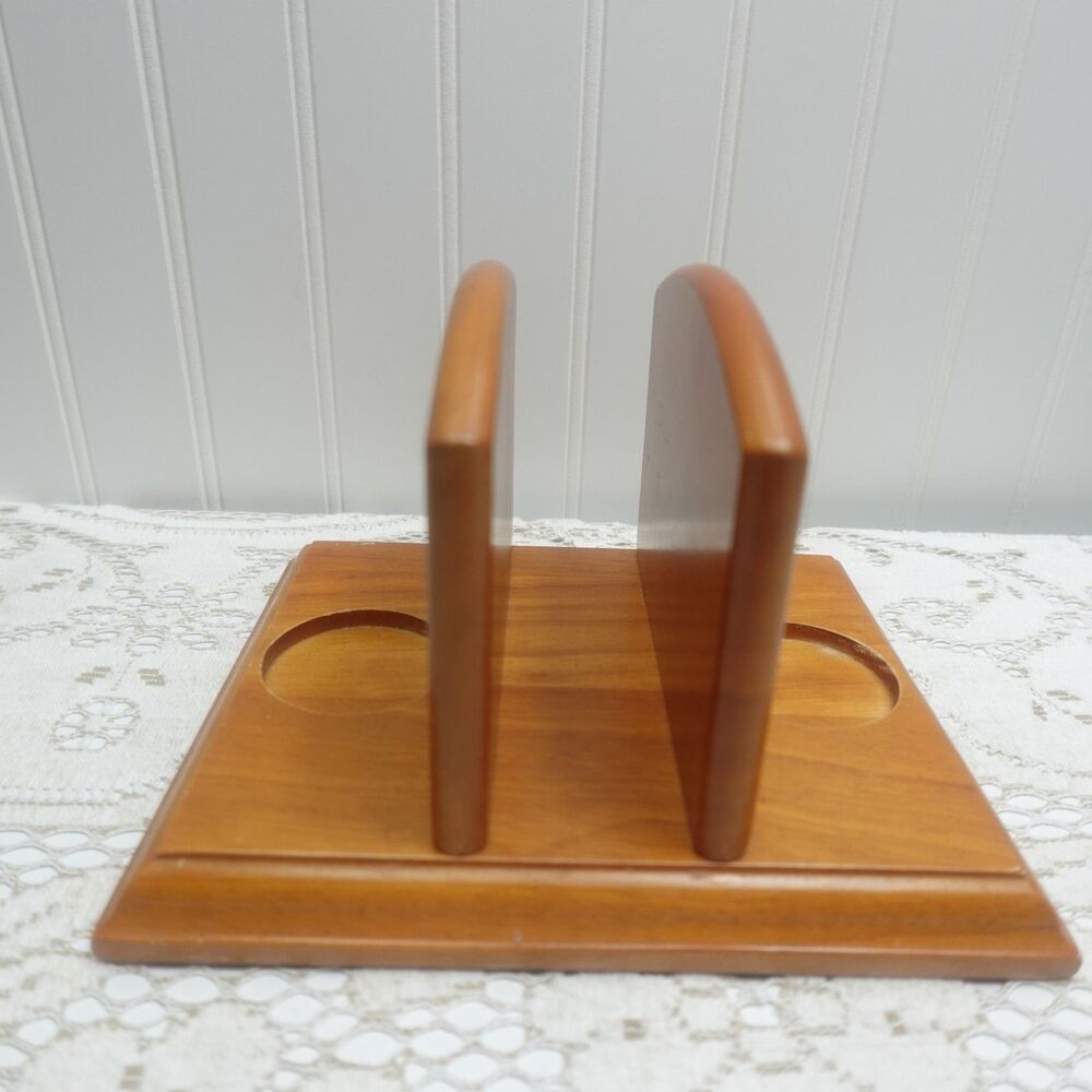 Vintage Wooden Napkin Holder Caddy with Salt Pepper Shaker Slots Kitchen Dining